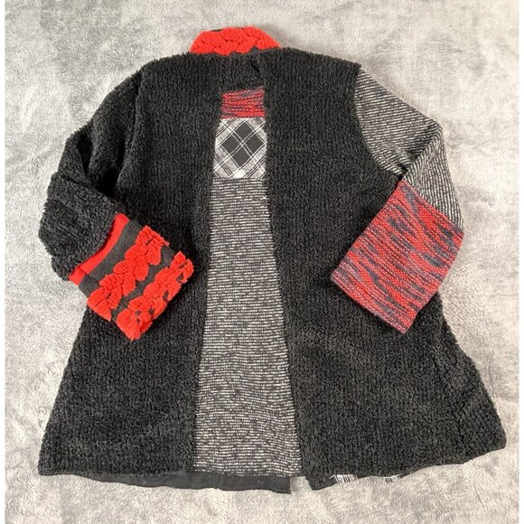 ALI MILES Sweater Coat Jacket Women's L Art To Wear Patchwork Heavyweight Boho - Picture 2 of 6